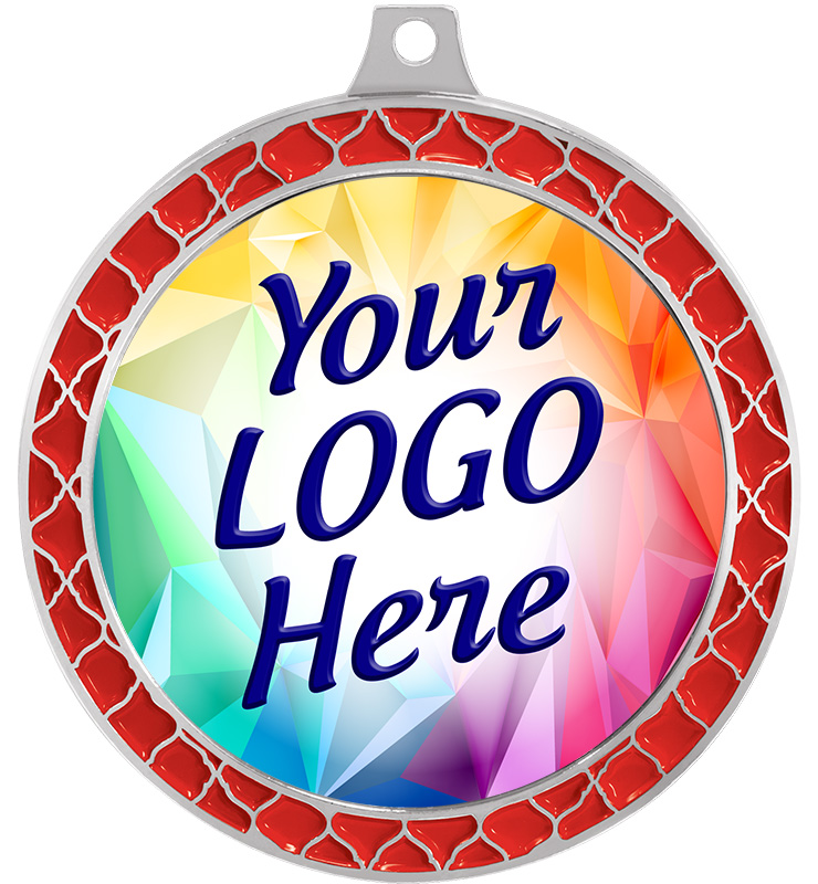 2 1/2" Red Trellis Insert Medal