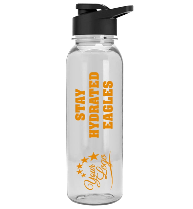 Clear Color Printed Text Water Bottle 24oz