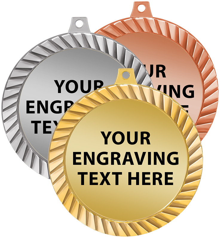2 1/2" Diamond Cut Engraving Medal