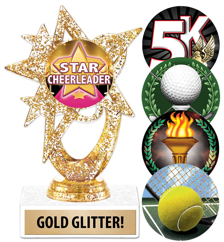 Gold Glitter Astral Star Insert Trophy