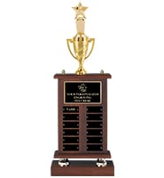 12 Plate Walnut Riser Perpetual Trophy
