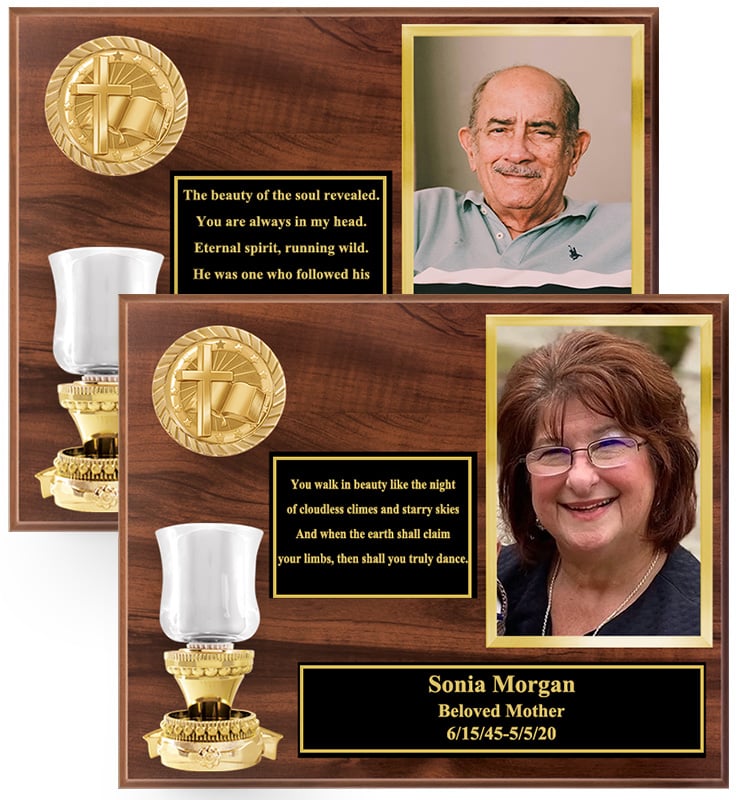 Memorial Wood Plaques With Candle