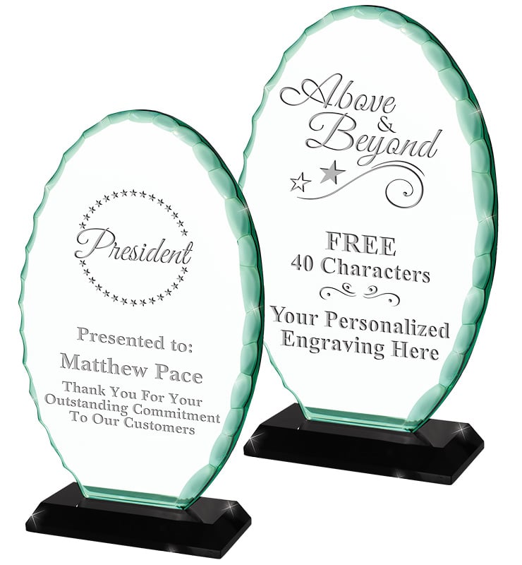 Jade Oval Crystal Award