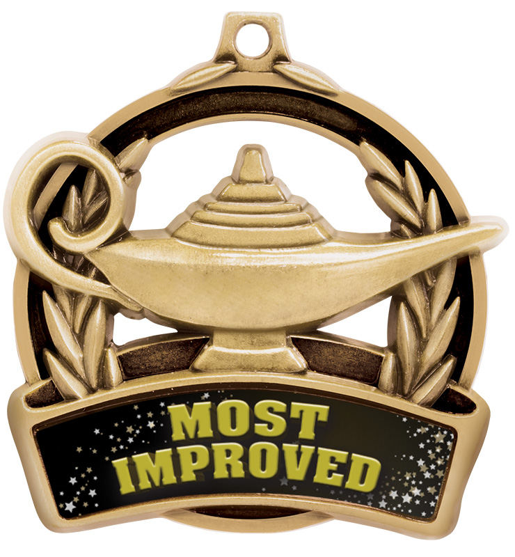 2" Lamp Of Learning Most Improved Medal