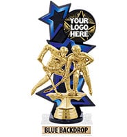 Three Star Backdrop Blue Custom Insert Trophy