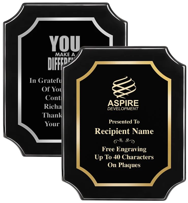 Scalloped Piano Ebony Gold Or Silver Trim Plaques