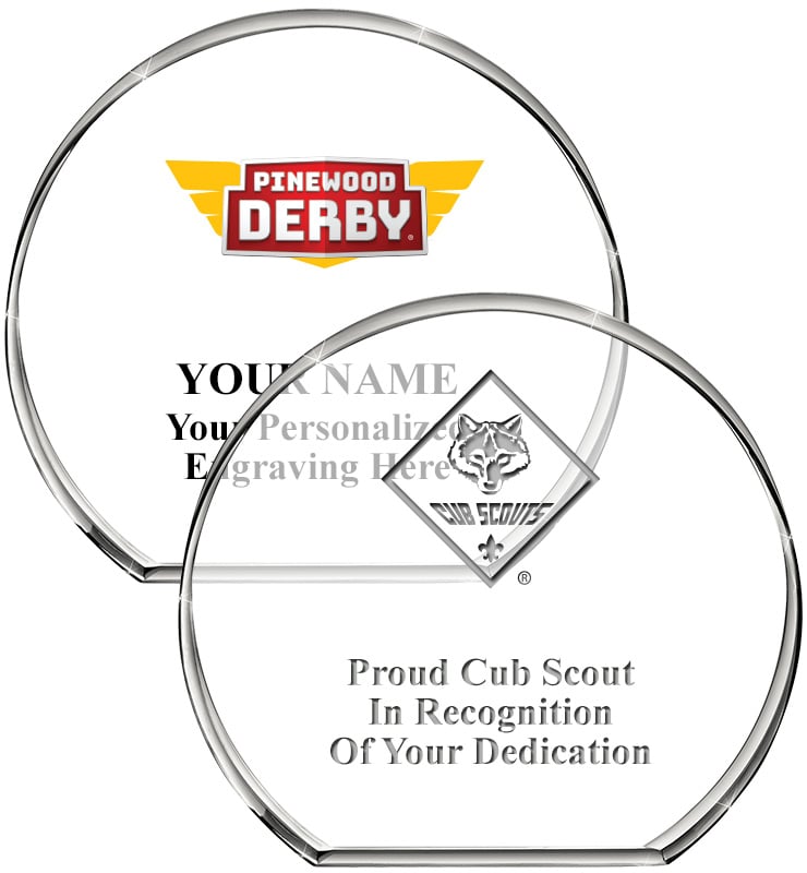 Scouts&trade; Standing Circle Crystal Paperweight