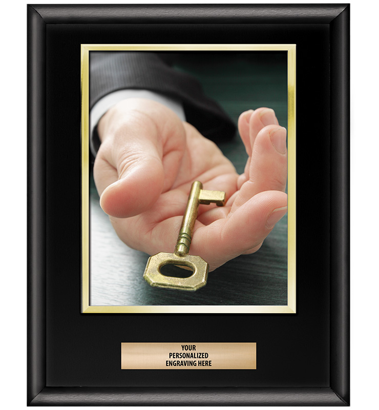 Shiny Black Vertical Slide-In Photo Frame Plaque