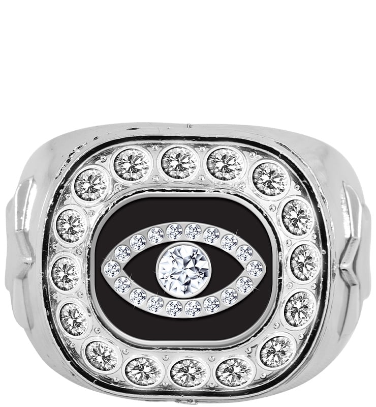 Football Bling Silver Crystal Ring