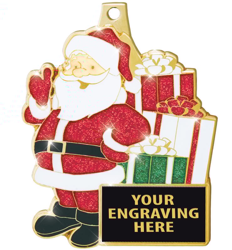 2 1/2" Santa Glitter Medal