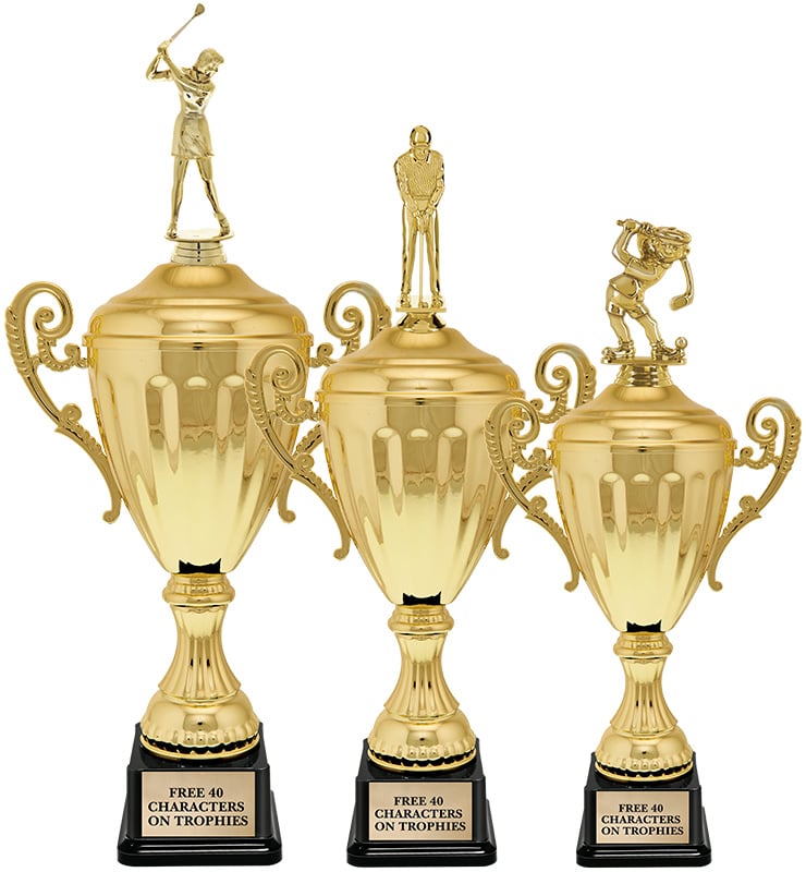 Golden Accolade Cup Trophies With Figure