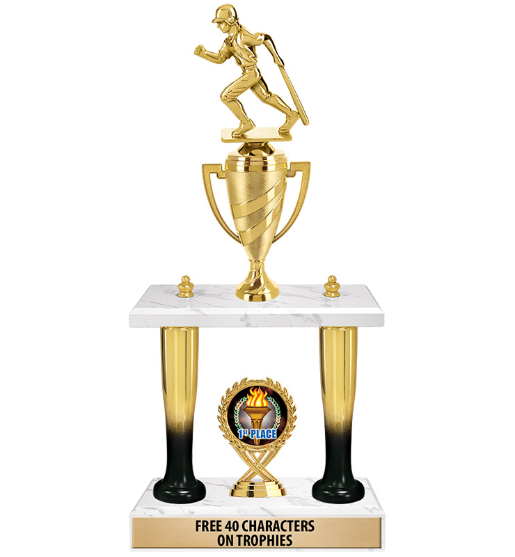 19"-21" Gold And Black Baseball Bat 2 Poster Column Trophy