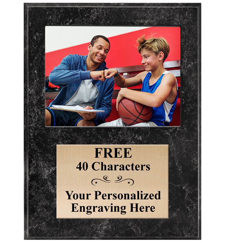 Black Marbleized Vertical Team Photo Plaque