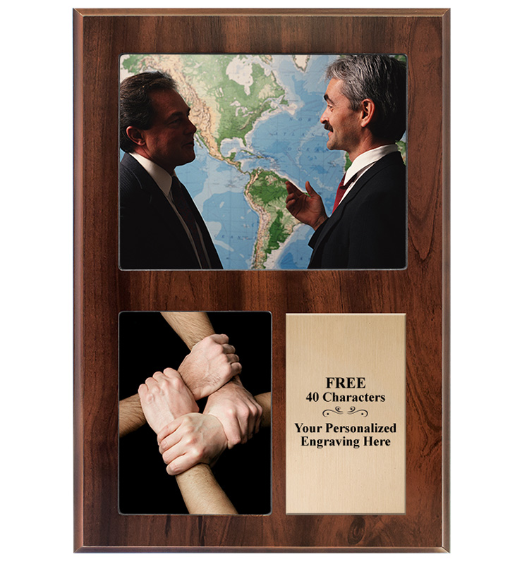 9"x13" Walnut Corporate Photo Plaque