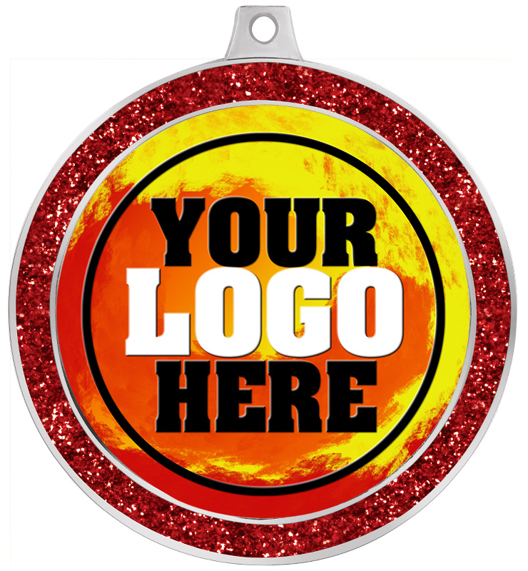 2 1/2" Red Glitter Insert Medal