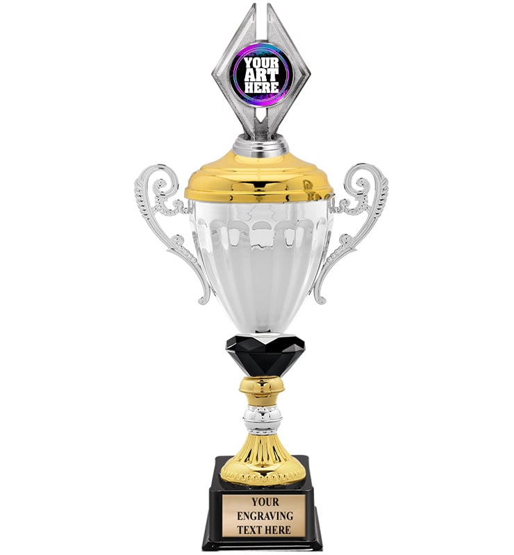 Accolade Silver Metal Crystalline Insert Holder Cup Trophies