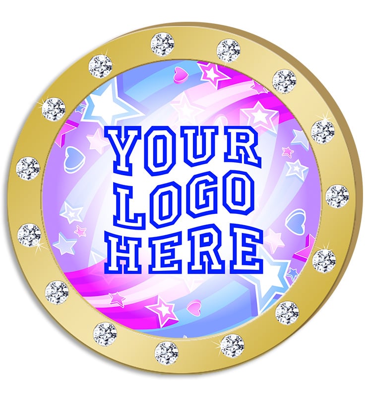 1.3" Gold Rhinestone Pin