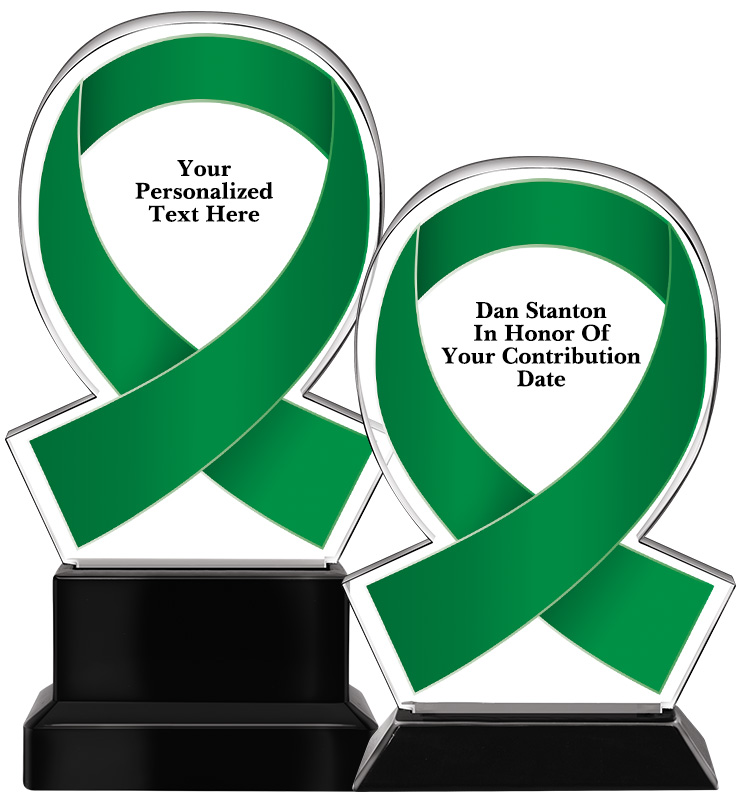 Acrylic Green Awareness Ribbon
