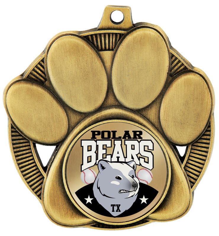 2" Printz Paw Print Mascot Medals
