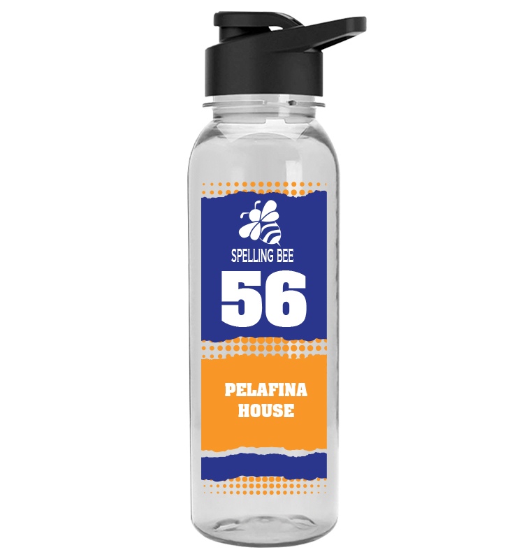 Clear School Spirit Water Bottle 24oz - Blue Orange
