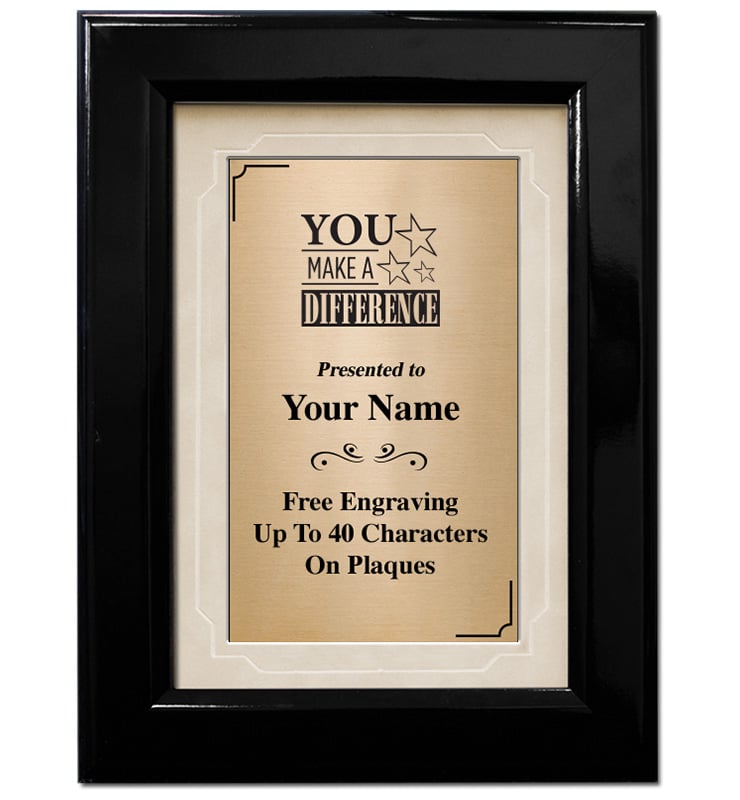 Black Gloss Frame Plaque With Tan Matting