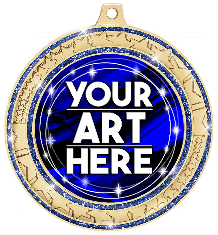 2 Â¾â€  Blue Star Trail Insert  Medal
