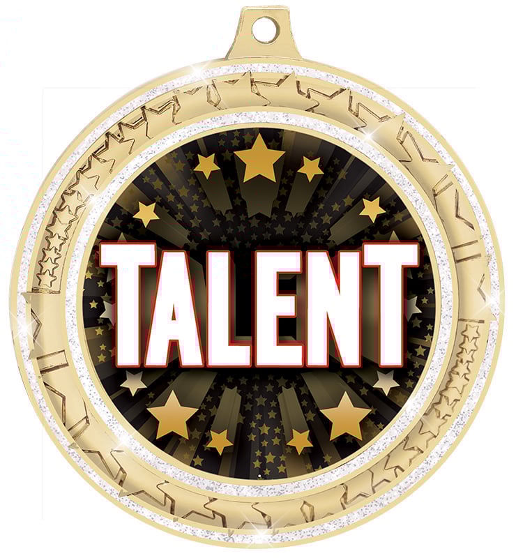 2 3/4"  White Star Trail Glitter Insert Medal