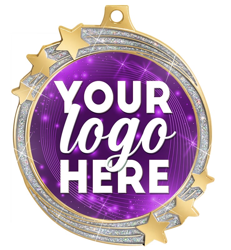 2 1/2" Silver Glitter Shooting Star Insert Medal