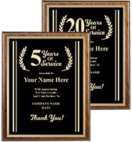 Years Of Service Recognition Plaque