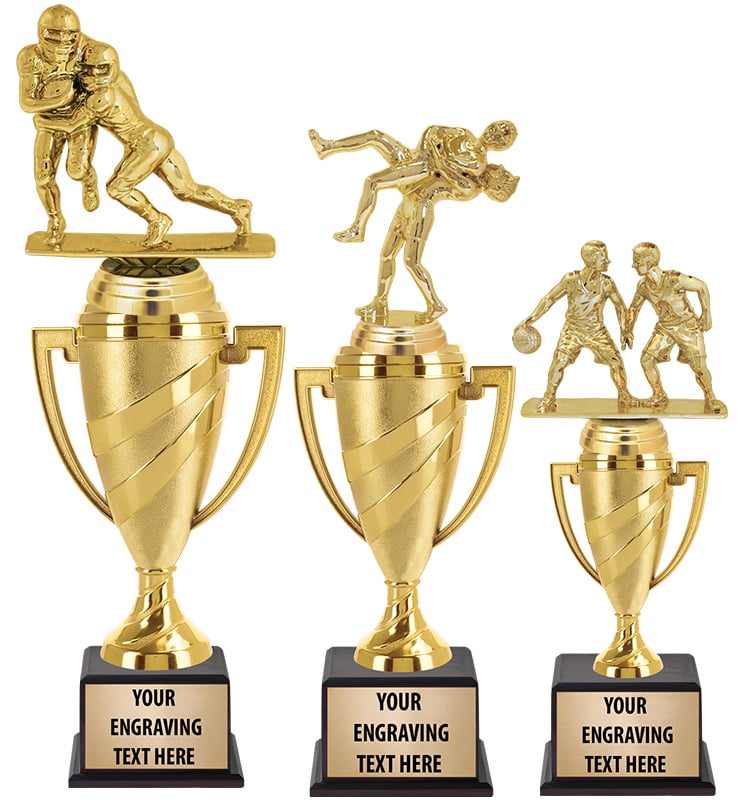 Gold Swirl Cups On Wood Bases