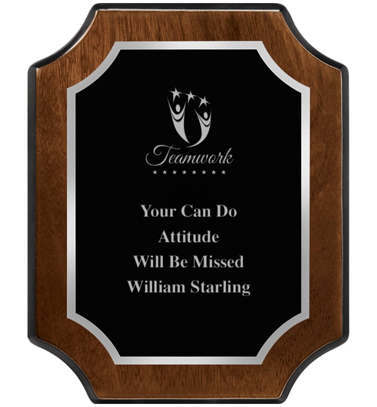 Walnut Finish Silver Border Scallop Plaque