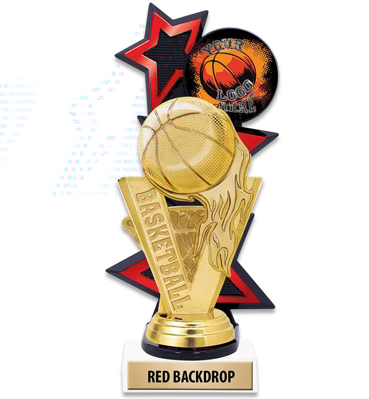Three Star Backdrop Red Custom Insert Trophy
