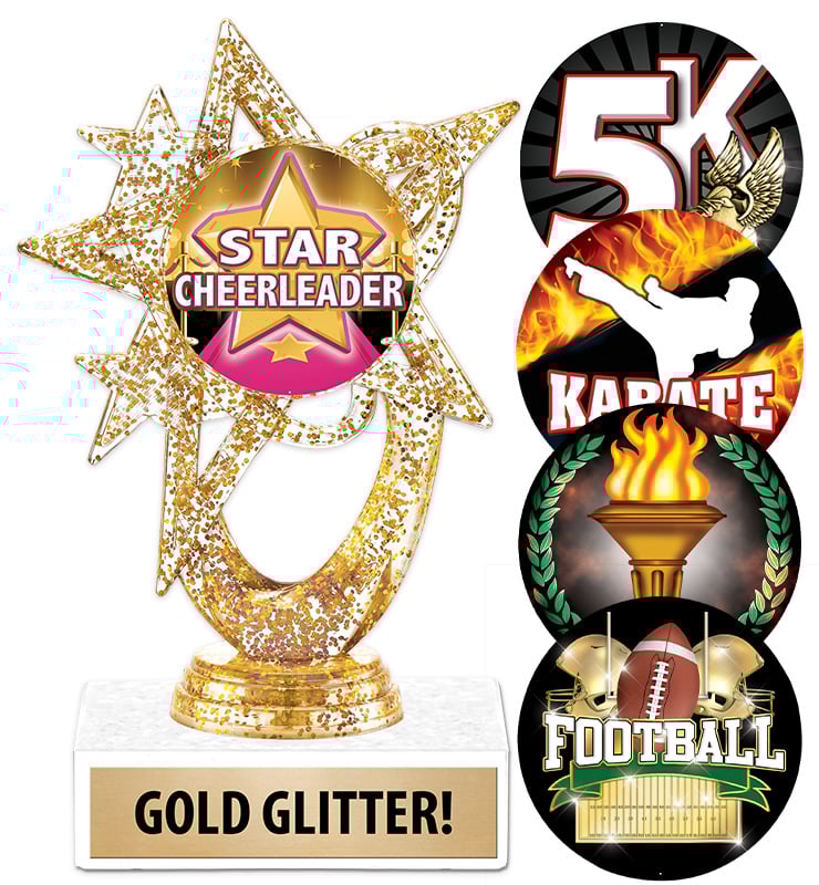 Gold Glitter Astral Star Insert Trophy