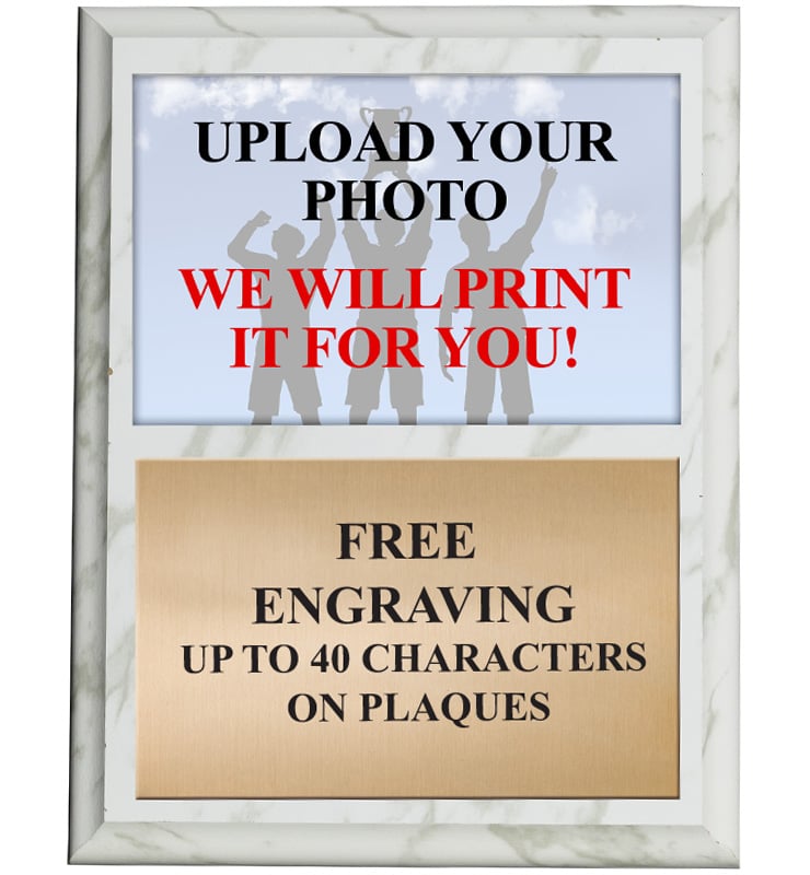 Upload Your Photo White Marbleized Vertical Plaque