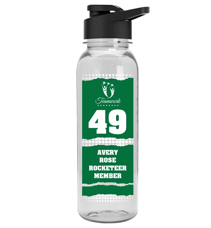 Clear School Spirit Water Bottle 24oz - Green White