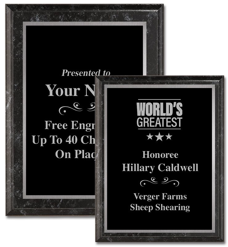 Classic Black Silver Border Vertical Plaques