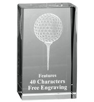 3D Golf Crystal Paperweight