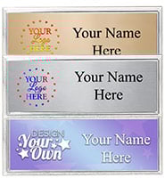 Small Rectangle Silver Frame Color Badge