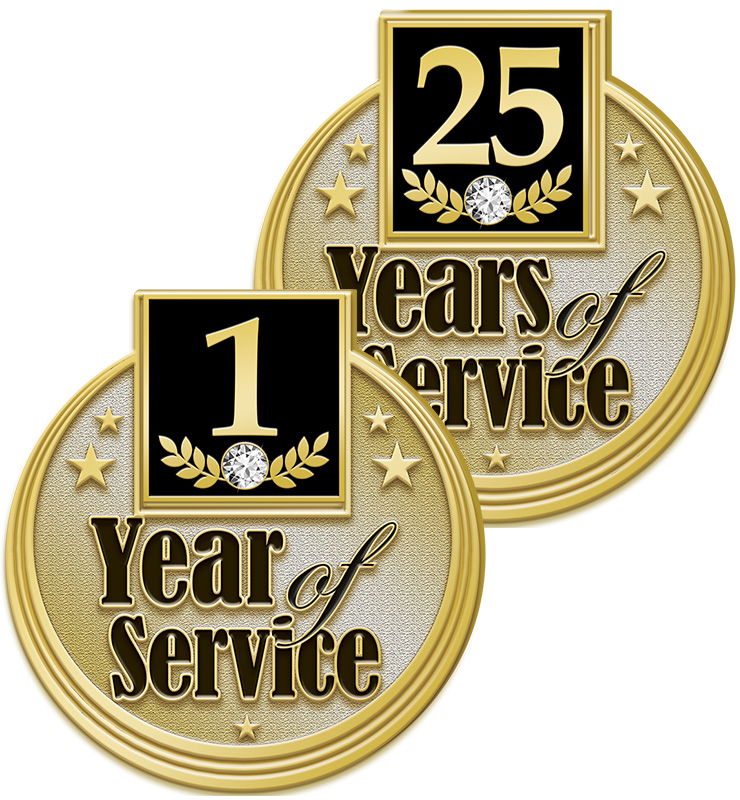 Years Of Service Diecast Pins