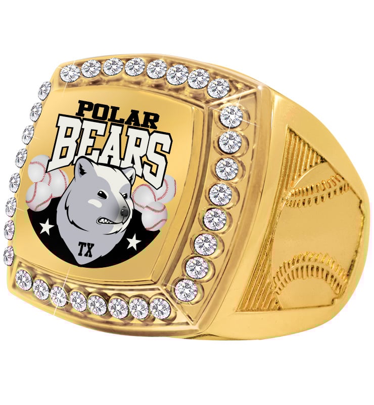 Custom Deluxe Printz Gold Baseball Ring With Ring Box