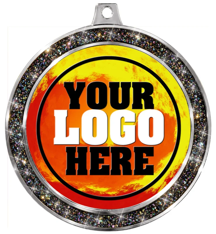 2 1/2" Black Glitter Insert Medal