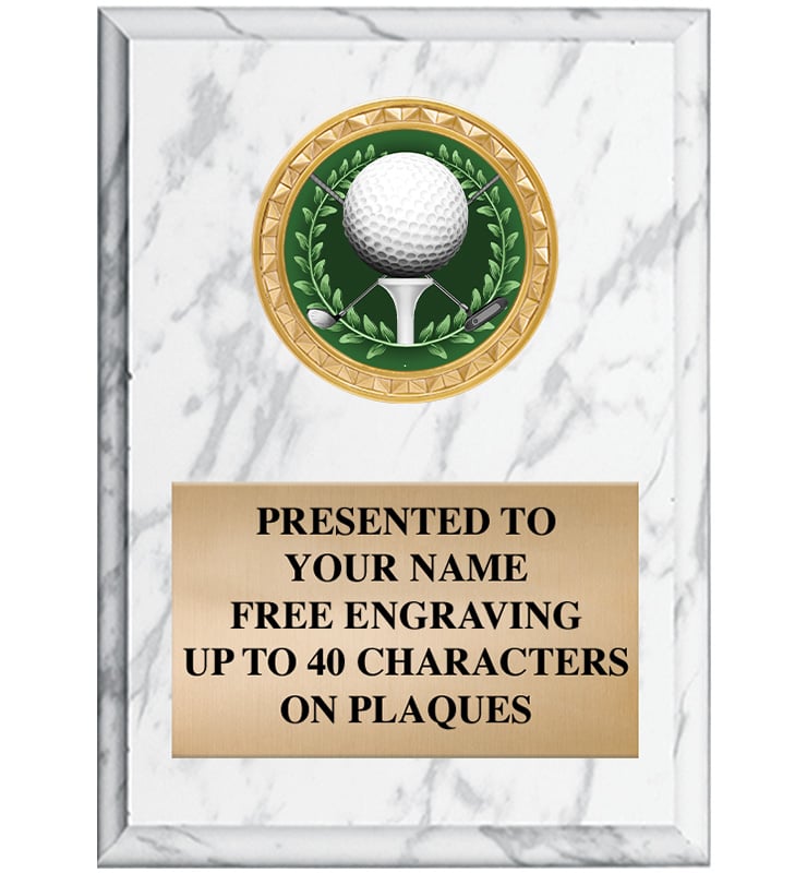 White Marbleized Golf Vertical Insert Plaque
