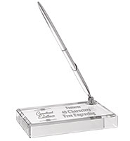 Crystal Paperweight Pen Set