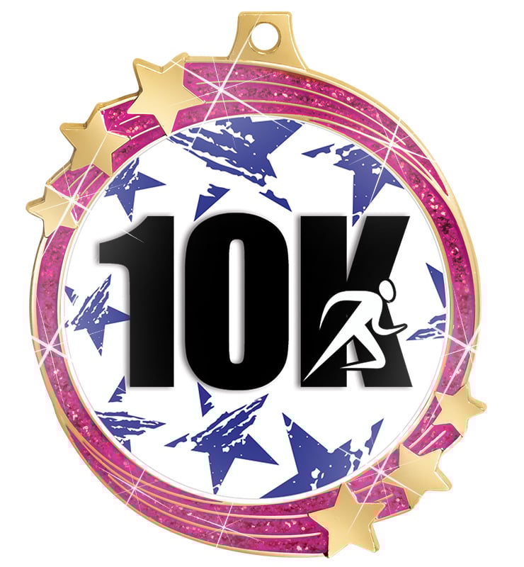 2 1/2" Pink Glitter Shooting Star Medal