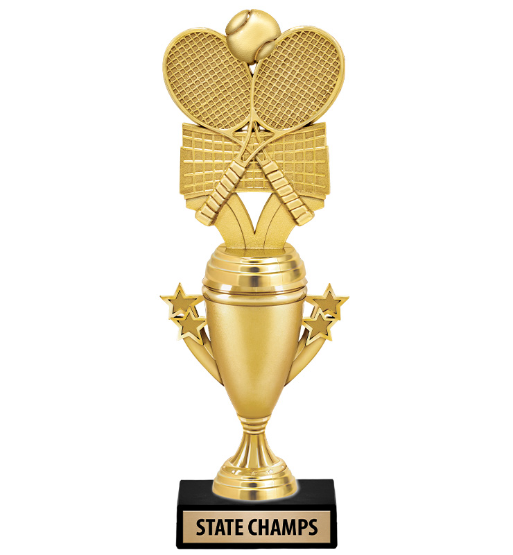 Tennis Starburst Cup Trophy With Figure