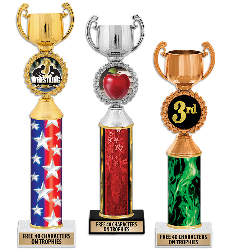 Gold, Silver, & Bronze Cup Insert Trophies