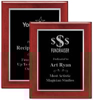 Glossed Rosewood Silver Border Plaques