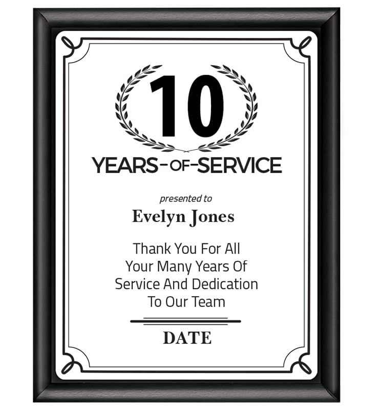 Years Of Service Metallix Plaque