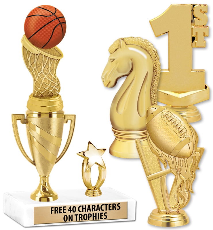 Swirl Cup Trophy With Star Trim And Figures