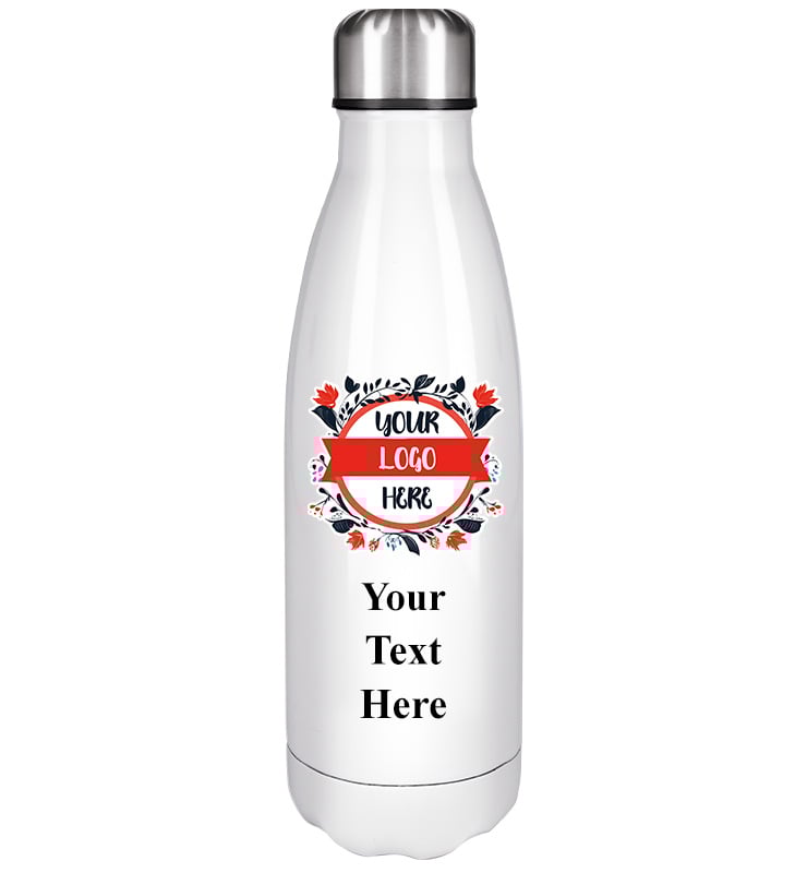White Color Printed Water Bottle 17oz